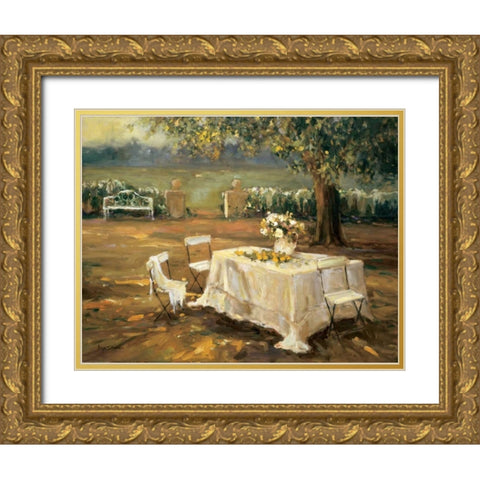 Sunset Meadow Gold Ornate Wood Framed Art Print with Double Matting by Stevens, Allayn