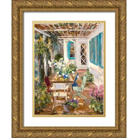 Summer Garden Gold Ornate Wood Framed Art Print with Double Matting by Stevens, Allayn