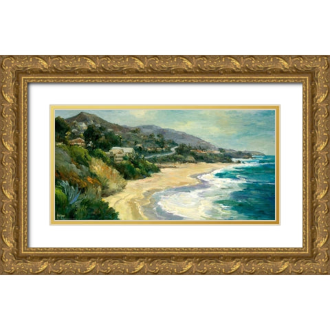 Seaside Cove Gold Ornate Wood Framed Art Print with Double Matting by Stevens, Allayn