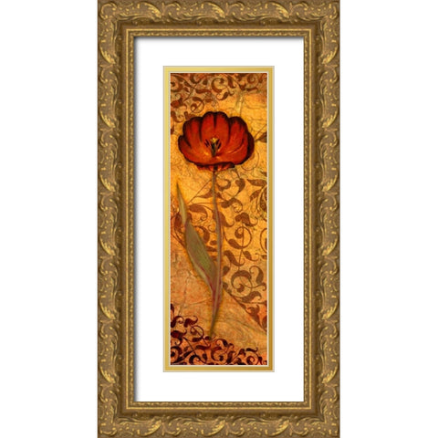 Red Tulip One Gold Ornate Wood Framed Art Print with Double Matting by Eisner, Viv