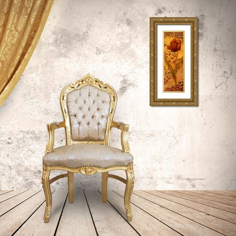 Red Tulip Two Gold Ornate Wood Framed Art Print with Double Matting by Eisner, Viv