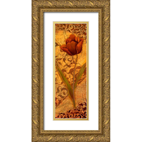 Red Tulip Two Gold Ornate Wood Framed Art Print with Double Matting by Eisner, Viv