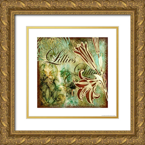 Lillies 1  Gold Ornate Wood Framed Art Print with Double Matting by Eisner, Viv