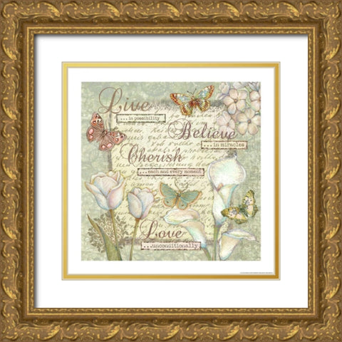 Word 5 Sentiments Gold Ornate Wood Framed Art Print with Double Matting by Eisner, Viv