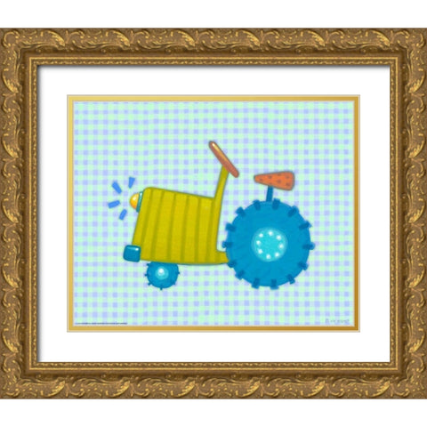 Blue Tractor Gold Ornate Wood Framed Art Print with Double Matting by Eisner, Viv