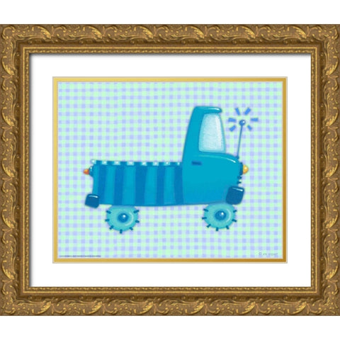 Blue Truck Gold Ornate Wood Framed Art Print with Double Matting by Eisner, Viv