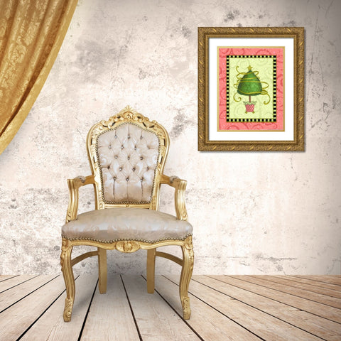 Holiday Tree 3 Gold Ornate Wood Framed Art Print with Double Matting by Eisner, Viv