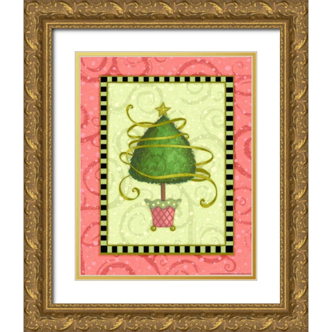 Holiday Tree 3 Gold Ornate Wood Framed Art Print with Double Matting by Eisner, Viv