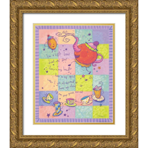 Rhyme 1 Teapot Gold Ornate Wood Framed Art Print with Double Matting by Eisner, Viv