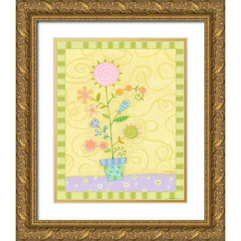 Heart Flower Gold Ornate Wood Framed Art Print with Double Matting by Eisner, Viv