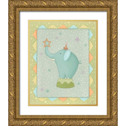 Circus 2 Elephant Gold Ornate Wood Framed Art Print with Double Matting by Eisner, Viv