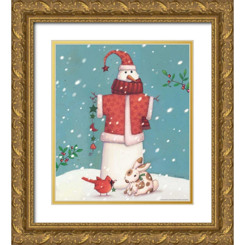 Snowman 3 Gold Ornate Wood Framed Art Print with Double Matting by Eisner, Viv
