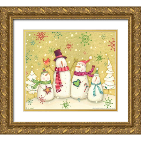 Snowman Family Nb Gold Ornate Wood Framed Art Print with Double Matting by Eisner, Viv