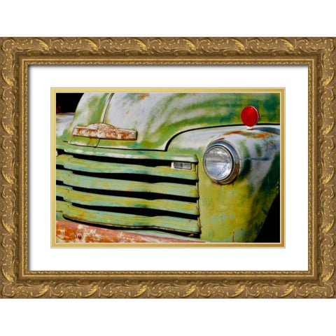 Green Truck Gold Ornate Wood Framed Art Print with Double Matting by Vizvary, Susan
