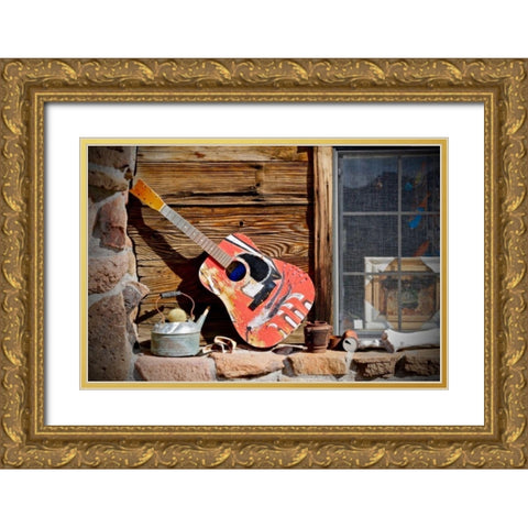 Guitar Gold Ornate Wood Framed Art Print with Double Matting by Vizvary, Susan