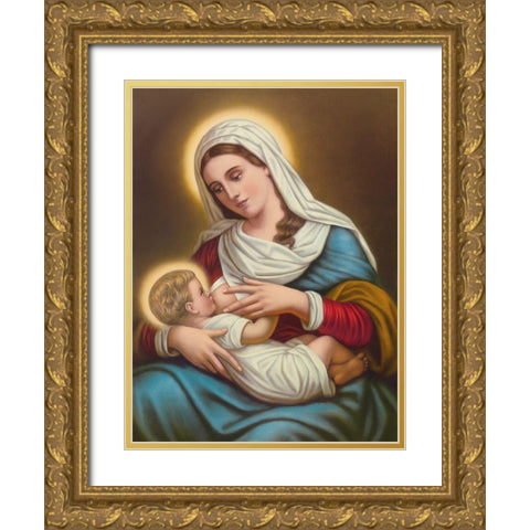 NAEHRUNG CHRISTI Gold Ornate Wood Framed Art Print with Double Matting by Anonymous