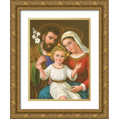 HL. FAMILIE Gold Ornate Wood Framed Art Print with Double Matting by Anonymous
