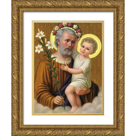 HL. JOSEPH Gold Ornate Wood Framed Art Print with Double Matting by Anonymous