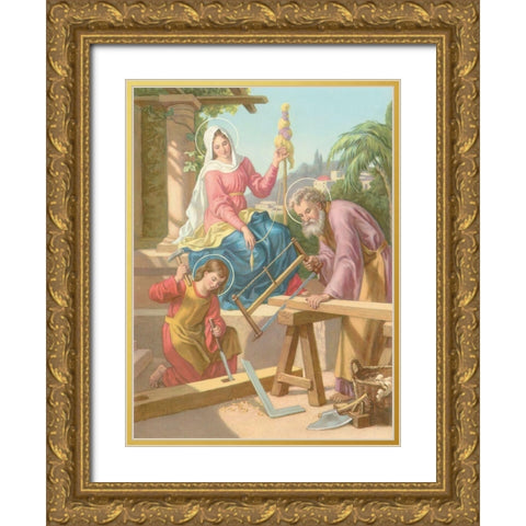 HL. FAMILIE Gold Ornate Wood Framed Art Print with Double Matting by Anonymous