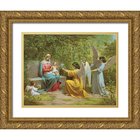 MADONNA Gold Ornate Wood Framed Art Print with Double Matting by Anonymous