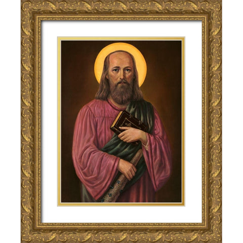 HL. JUDAS THADDAEUS Gold Ornate Wood Framed Art Print with Double Matting by Anonymous