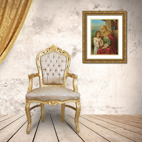 HL. ANNA Gold Ornate Wood Framed Art Print with Double Matting by Anonymous
