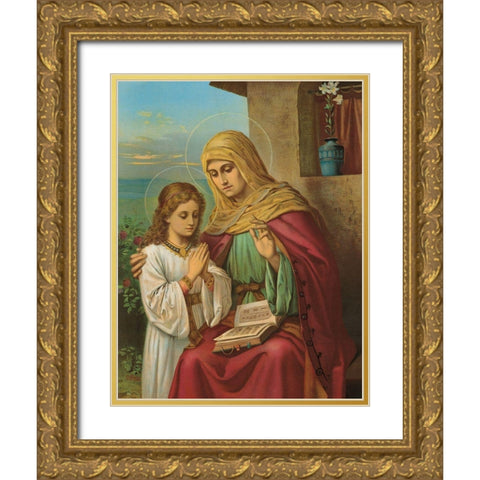 HL. ANNA Gold Ornate Wood Framed Art Print with Double Matting by Anonymous