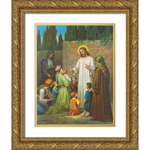 JESUS Gold Ornate Wood Framed Art Print with Double Matting by Anonymous