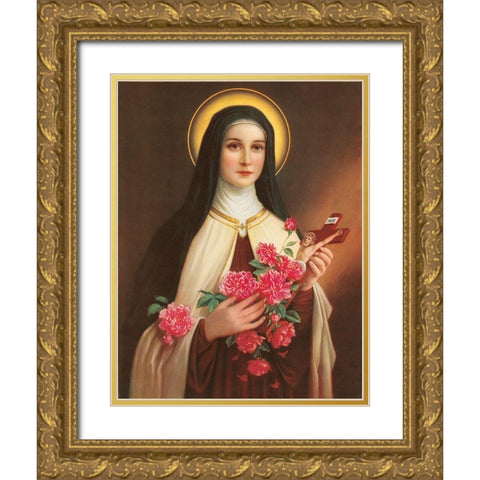 HL. THERESIA VOM KINDE JESU Gold Ornate Wood Framed Art Print with Double Matting by Anonymous
