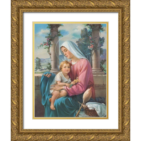 MADONNA Gold Ornate Wood Framed Art Print with Double Matting by Anonymous
