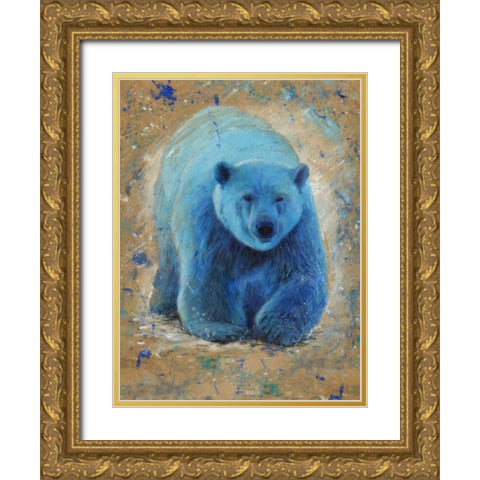 Polar bear Gold Ornate Wood Framed Art Print with Double Matting by Chamard, Jean-Marc