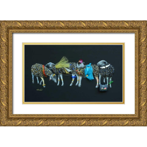 Sheep 03 Gold Ornate Wood Framed Art Print with Double Matting by Chamard, Jean-Marc