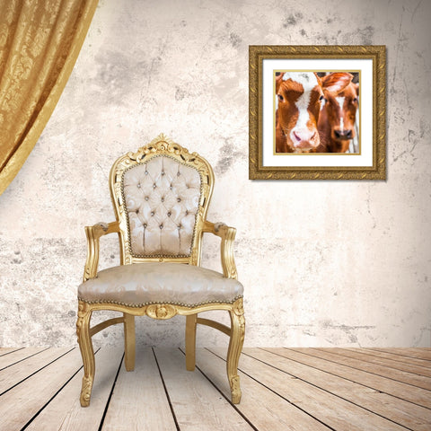 Spring cows 2 Gold Ornate Wood Framed Art Print with Double Matting by Henk van Gog