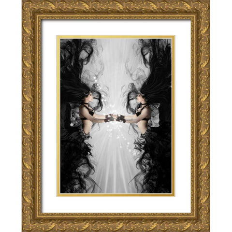 The bellydancers white Gold Ornate Wood Framed Art Print with Double Matting by Babette