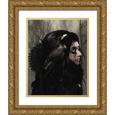 Wisdom black Gold Ornate Wood Framed Art Print with Double Matting by Babette