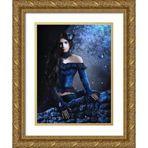 Blauw Gold Ornate Wood Framed Art Print with Double Matting by Babette