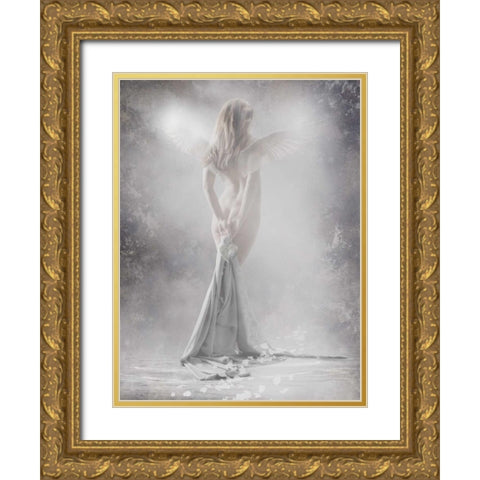 Angel Shakinah Gold Ornate Wood Framed Art Print with Double Matting by Babette