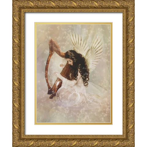 Angel Zamru Gold Ornate Wood Framed Art Print with Double Matting by Babette