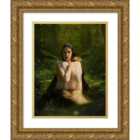 Fairy 7 Gold Ornate Wood Framed Art Print with Double Matting by Babette