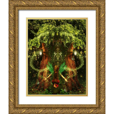 Fairy 38 Gold Ornate Wood Framed Art Print with Double Matting by Babette