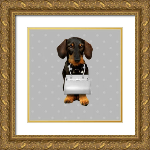 Teckel Silver Gold Ornate Wood Framed Art Print with Double Matting by Babette