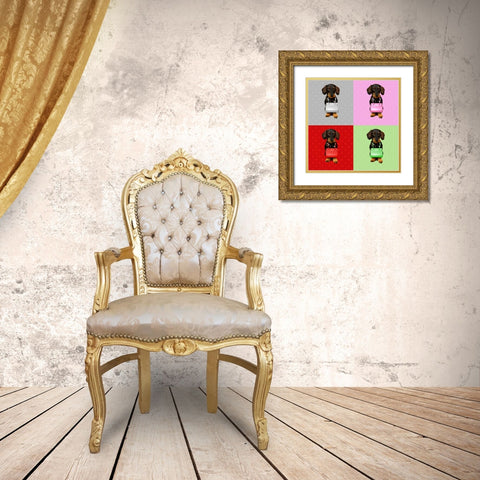 Teckel Board Gold Ornate Wood Framed Art Print with Double Matting by Babette