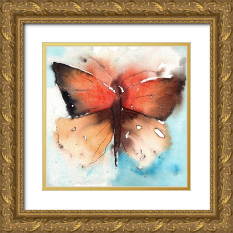 Mariposa 2 Gold Ornate Wood Framed Art Print with Double Matting by Herrera, Leticia