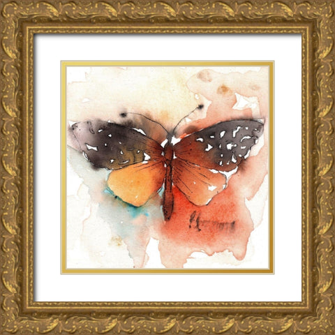 Mariposa 3 Gold Ornate Wood Framed Art Print with Double Matting by Herrera, Leticia