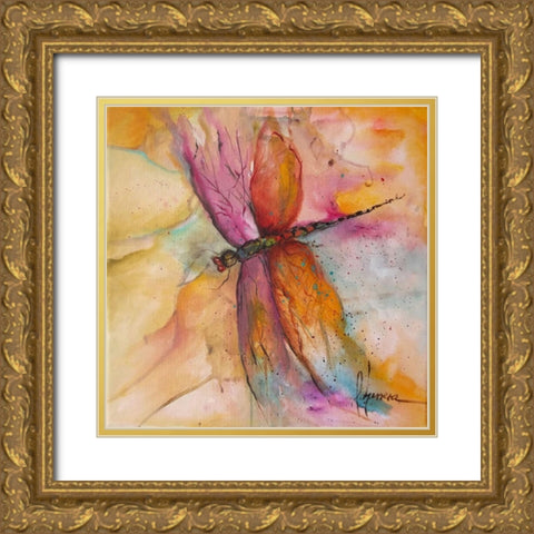 Libelula 1 Gold Ornate Wood Framed Art Print with Double Matting by Herrera, Leticia