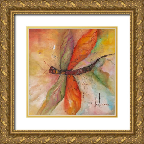 Libelula 2 Gold Ornate Wood Framed Art Print with Double Matting by Herrera, Leticia