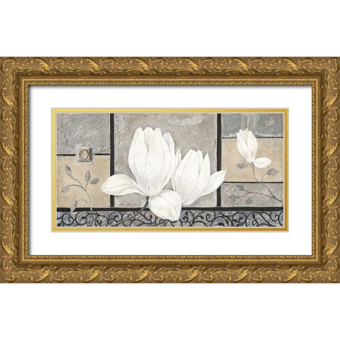 Baroque Magnolia Gold Ornate Wood Framed Art Print with Double Matting by Ancilotti, Claudia