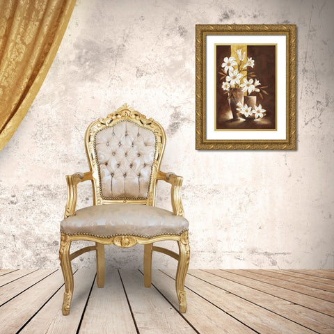Golden Lily Gold Ornate Wood Framed Art Print with Double Matting by Ancilotti, Claudia
