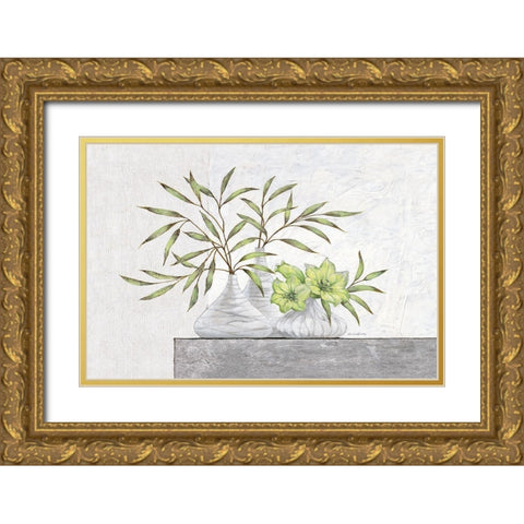 Green Lilies Gold Ornate Wood Framed Art Print with Double Matting by Ancilotti, Claudia