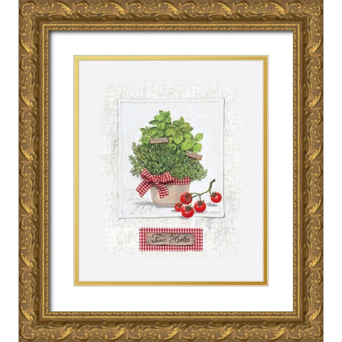Fine Herbs, klein Gold Ornate Wood Framed Art Print with Double Matting by Ancilotti, Claudia